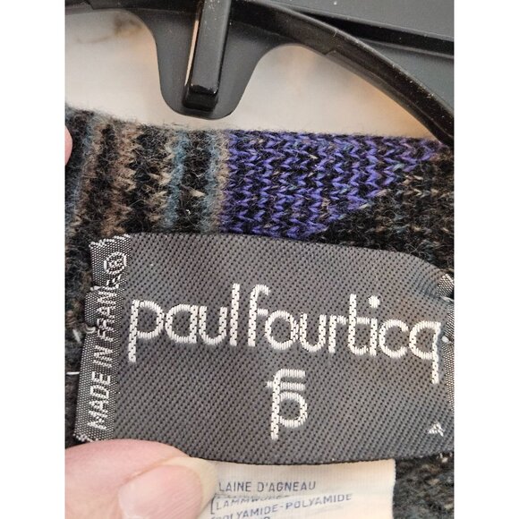 Paul Fourticq 80's Wool Blend Cardigan Sweater France Size XL Blue Gray Grandpa - Picture 6 of 12